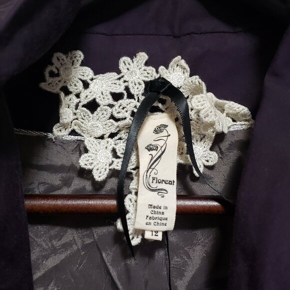 Anthropologie purple trench coat with decorative stitching and buttons - Picture 4 of 13